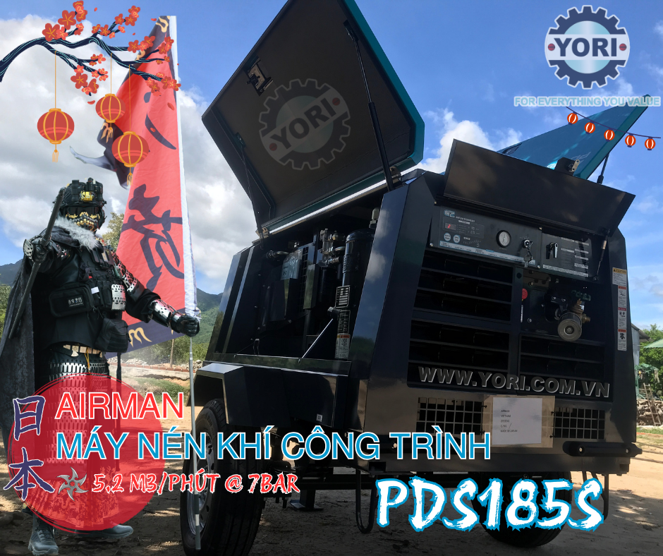 Máy nén khí AIRMAN PDS185S-6C2 tại công trình xây dựng