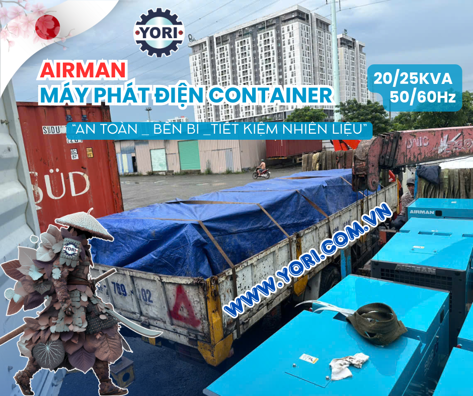 Máy phát điện Airman SDG25S-3A8R cho container lạnh – nhập khẩu chính hãng Nhật Bản, công suất 20kVA, tiết kiệm nhiên liệu.