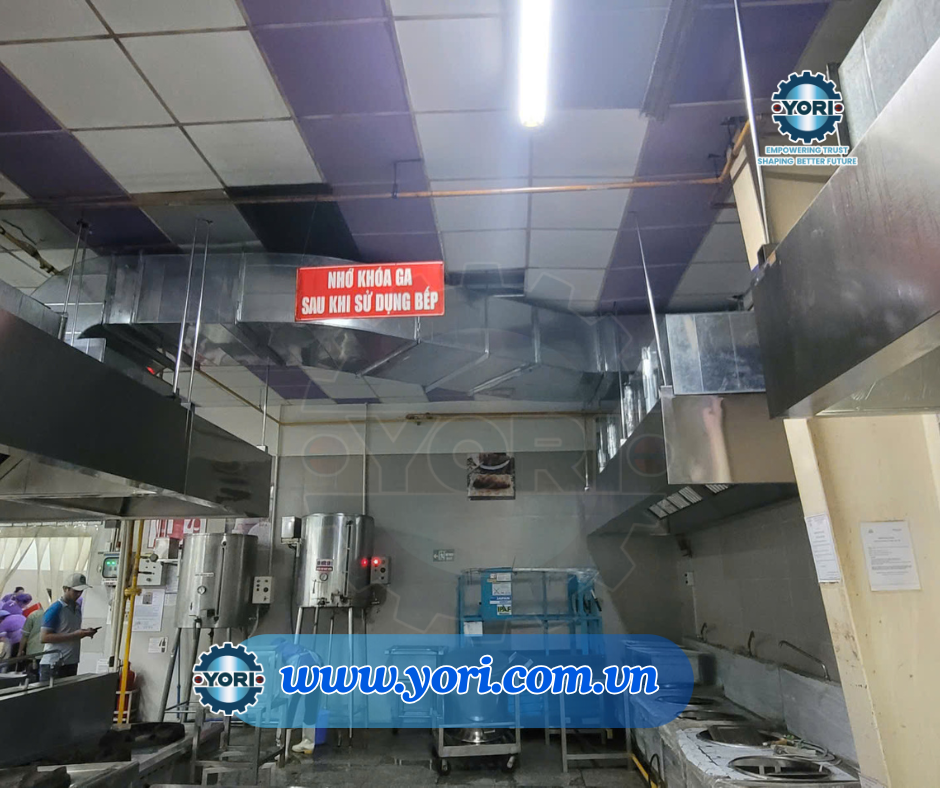 Toàn cảnh khu vực bếp nhà máy sau khi hoàn thiện hệ thống thông gió